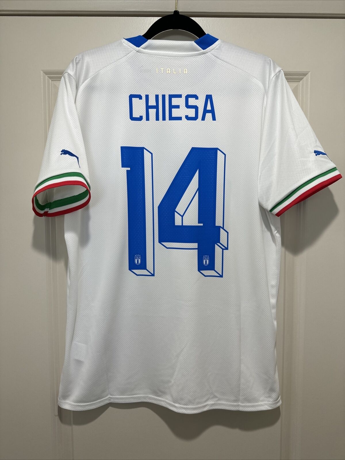 Federico Chiesa Italy National Team 2022/23 Away Adidas Fan Version Soccer Jersey - White