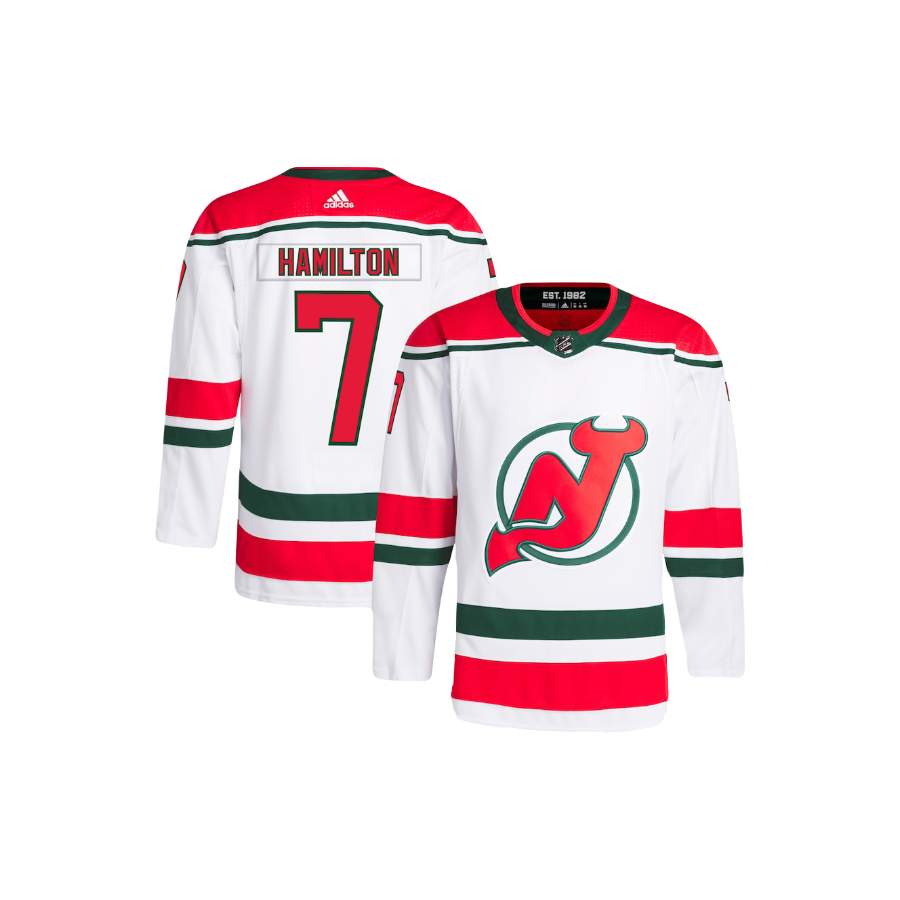 New Jersey Devils Dougie Hamilton Fanatics Branded White Italy Alternate NHL Breakaway Player Jersey
