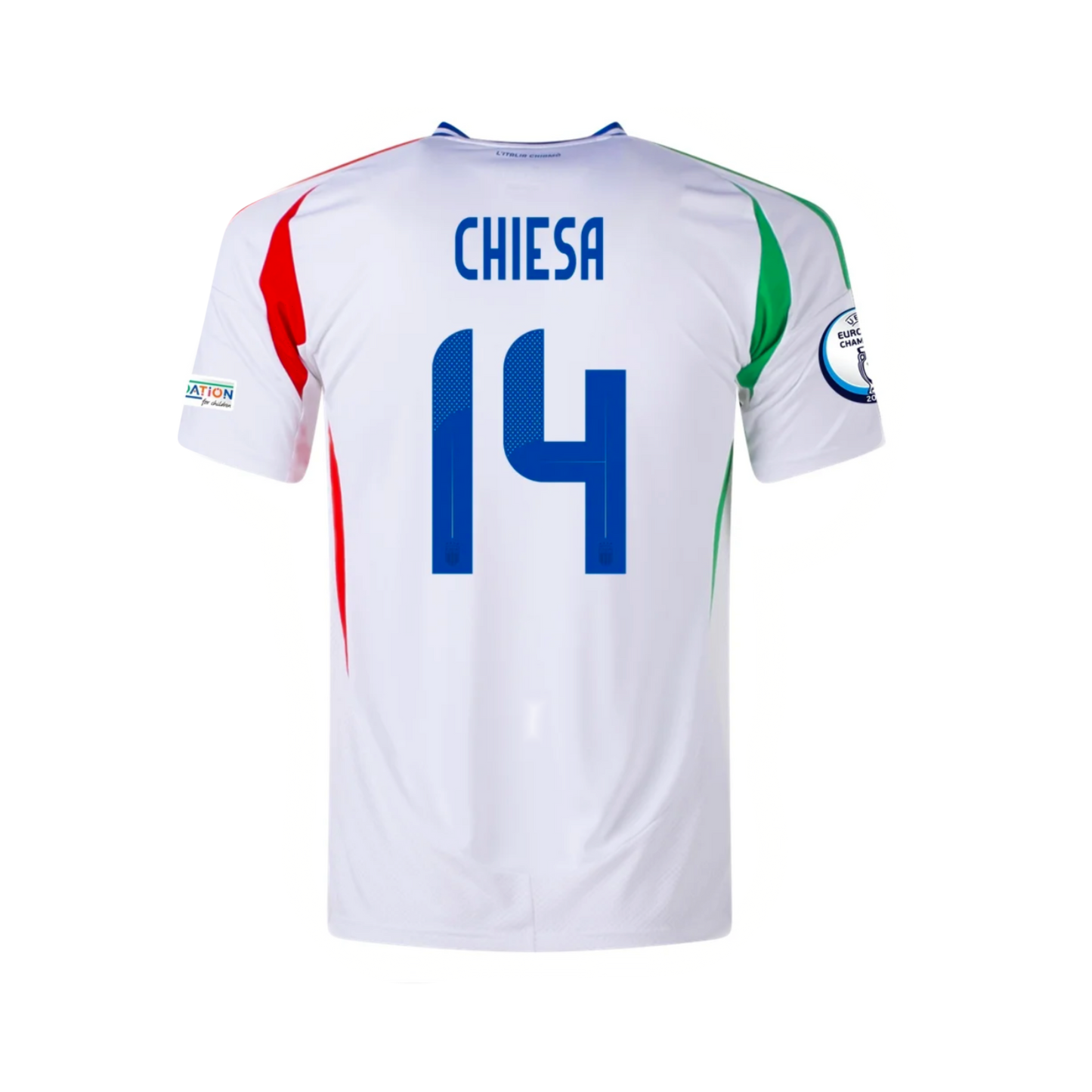 Federico Chiesa Italy National Team 2024 Soccer Season Away ‘2020 Euro Cup Champions Patch’ Authentic Adidas Shirt Jersey - White