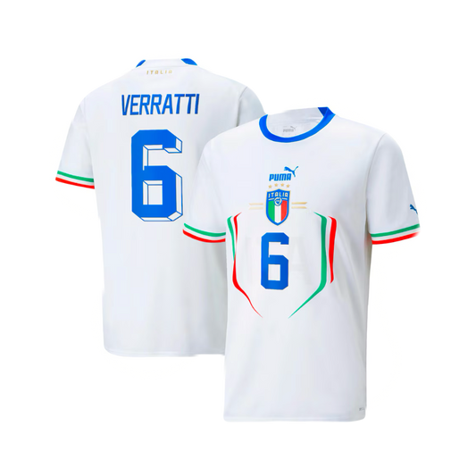 Marco Verratti Italy National Team 2022/23 Away Adidas Fan Version Soccer Jersey - White