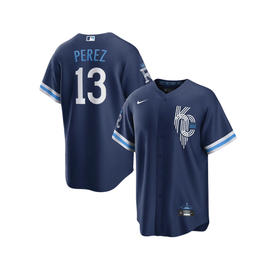Salvador Perez Kansas City Royals Nike City Connect MLB Official Player Jersey - Navy