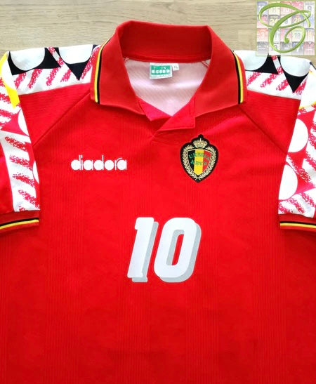 Enzo Scifo Belgium National Team 1995 Iconic Classic Authentic Retro Home Fan Version Jersey - Red