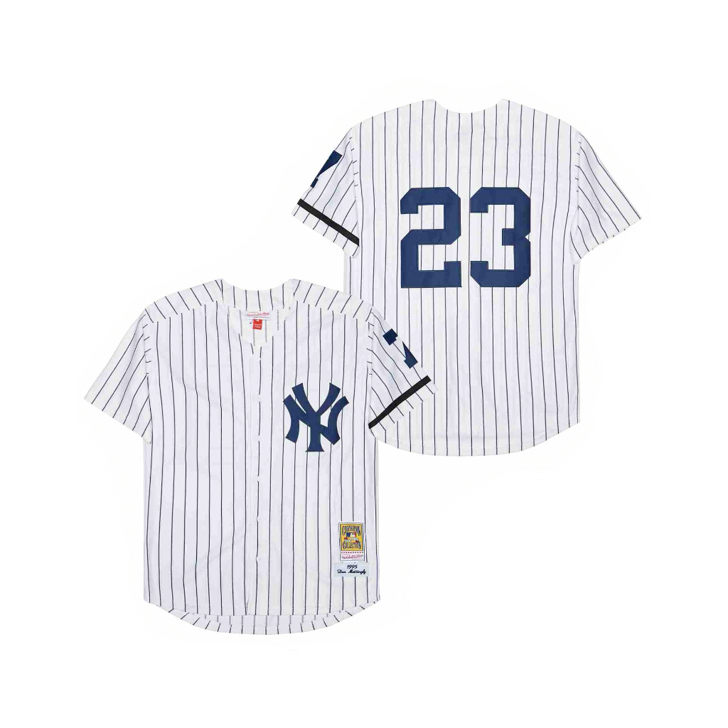 New York Yankees Dan Mattingly 1995 MLB Mitchell Ness Cooperstown Classic Jersey - White Pinstripes