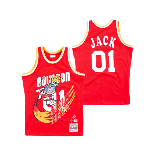 Houston Rockets Travis Scott ‘Cactus Jack’ Edition NBA Hardwood Classic Iconic Mitchell & Ness Red Jersey
