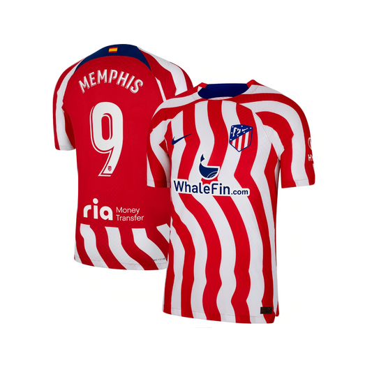 Memphis Depay Atletico Madrid 2022/23 Home Kit Adidas Authentic On-Field Player Version Soccer Jersey - Red