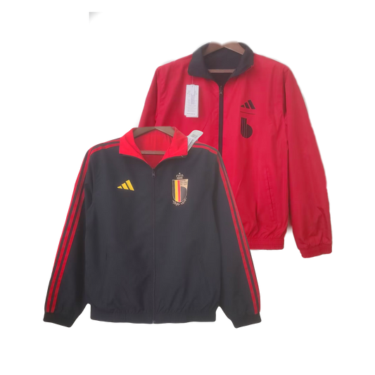 Belgium National Team Soccer Adidas Revers-able Windbreaker Jacket - Black & Red