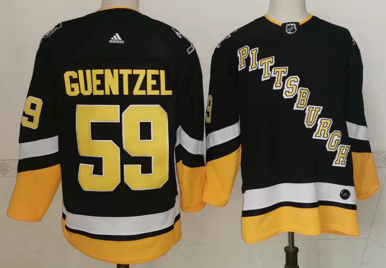 Pittsburgh Penguins Jake Guentzel Adidas NHL 2022 Black Reverse Retro Breakaway Jersey