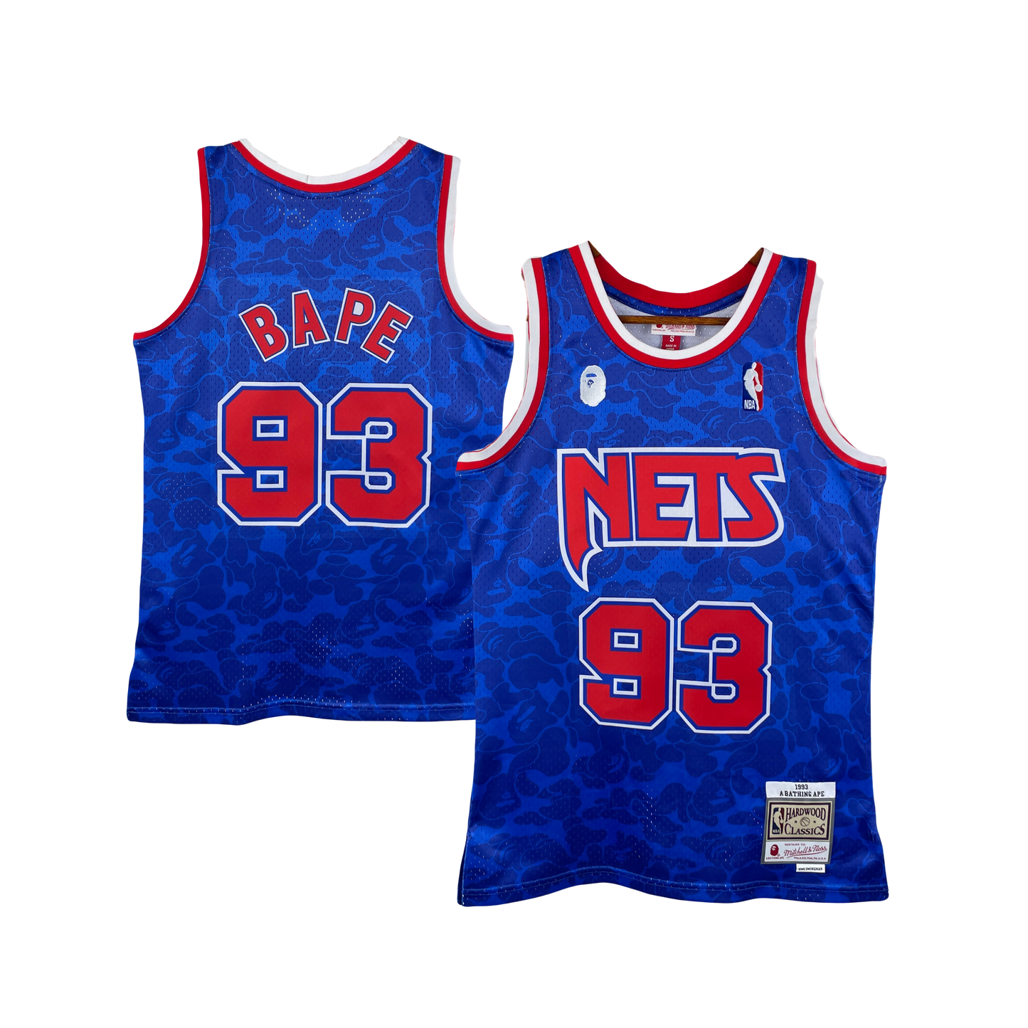 ‘A Bathing Ape’ (Bape) Brand NBA New Jersey (Brooklyn) Nets Blue Mitchell & Ness Hardwood Classic Jersey