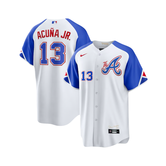 Ronald Acuna Jr Atlanta Braves MLB Official Nike City Connect Player Jersey - White