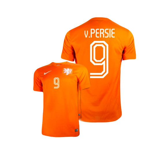Robin Van Persie Holland Netherlands National Team 2014 Home Kit Authentic Iconic Classic  Retro Jersey - Orange