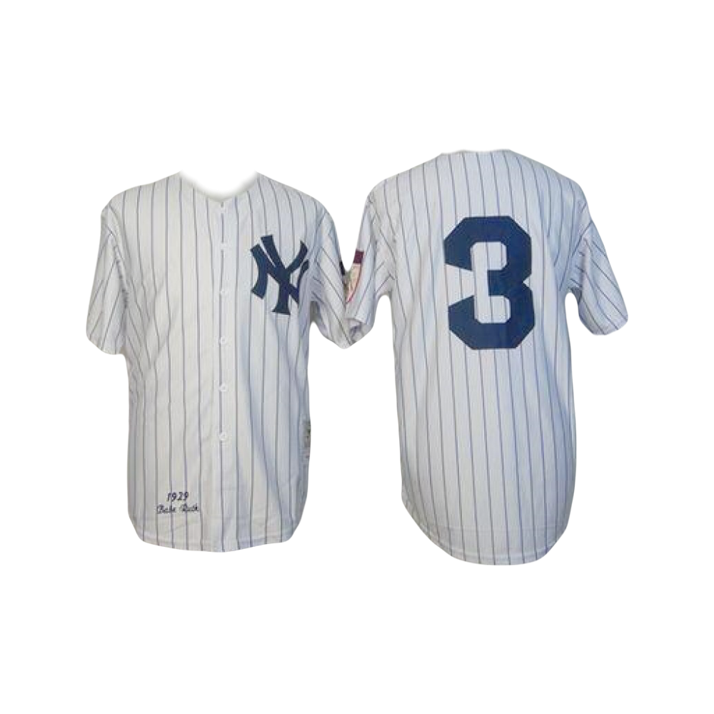 Babe Ruth New York Yankees 1929 MLB Mitchell Ness Cooperstown Classic Pinstripe Player Jersey - Cream White