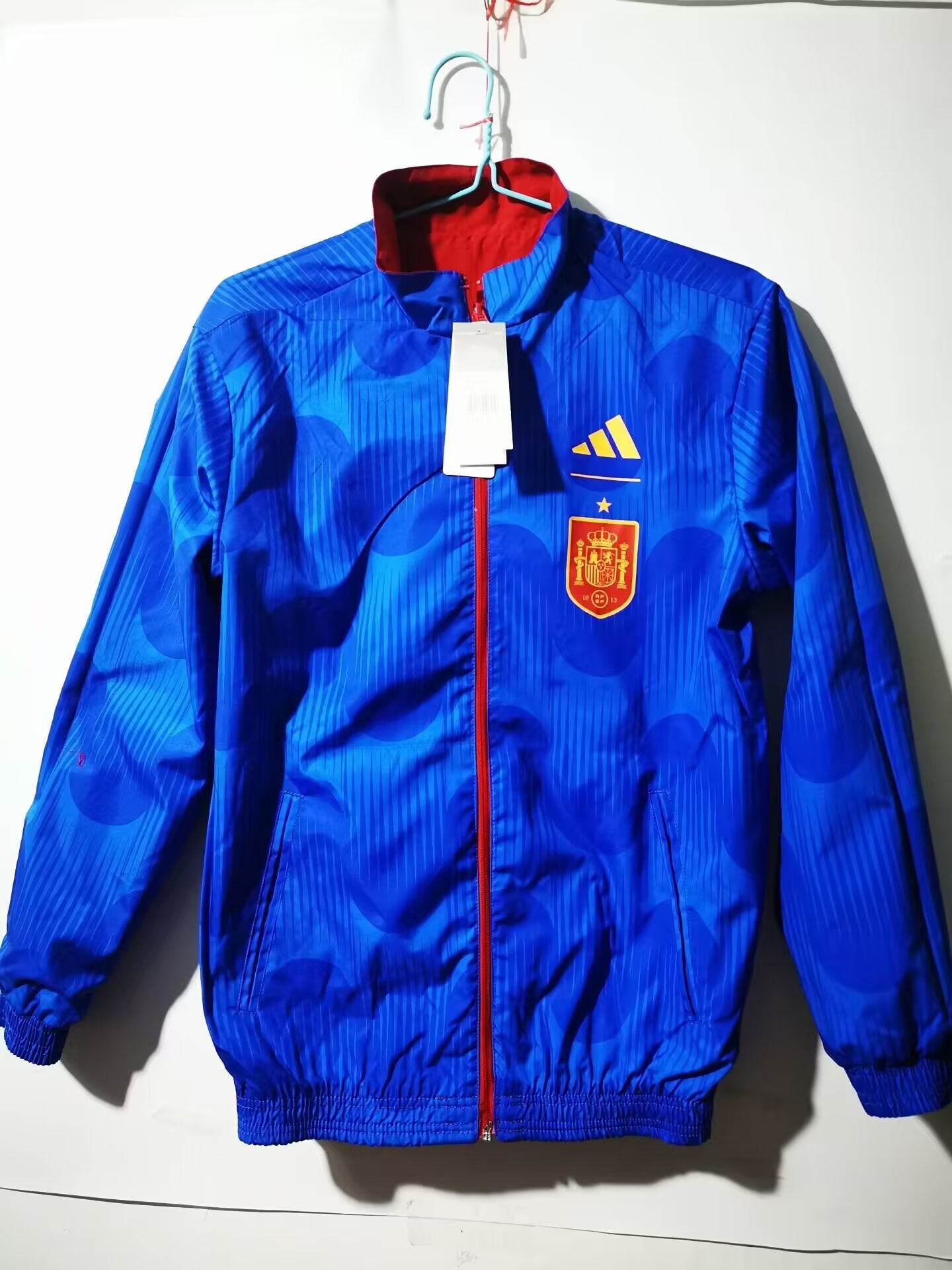 Spain National Team Soccer Adidas Revers-able Windbreaker Jacket - Red & Blue