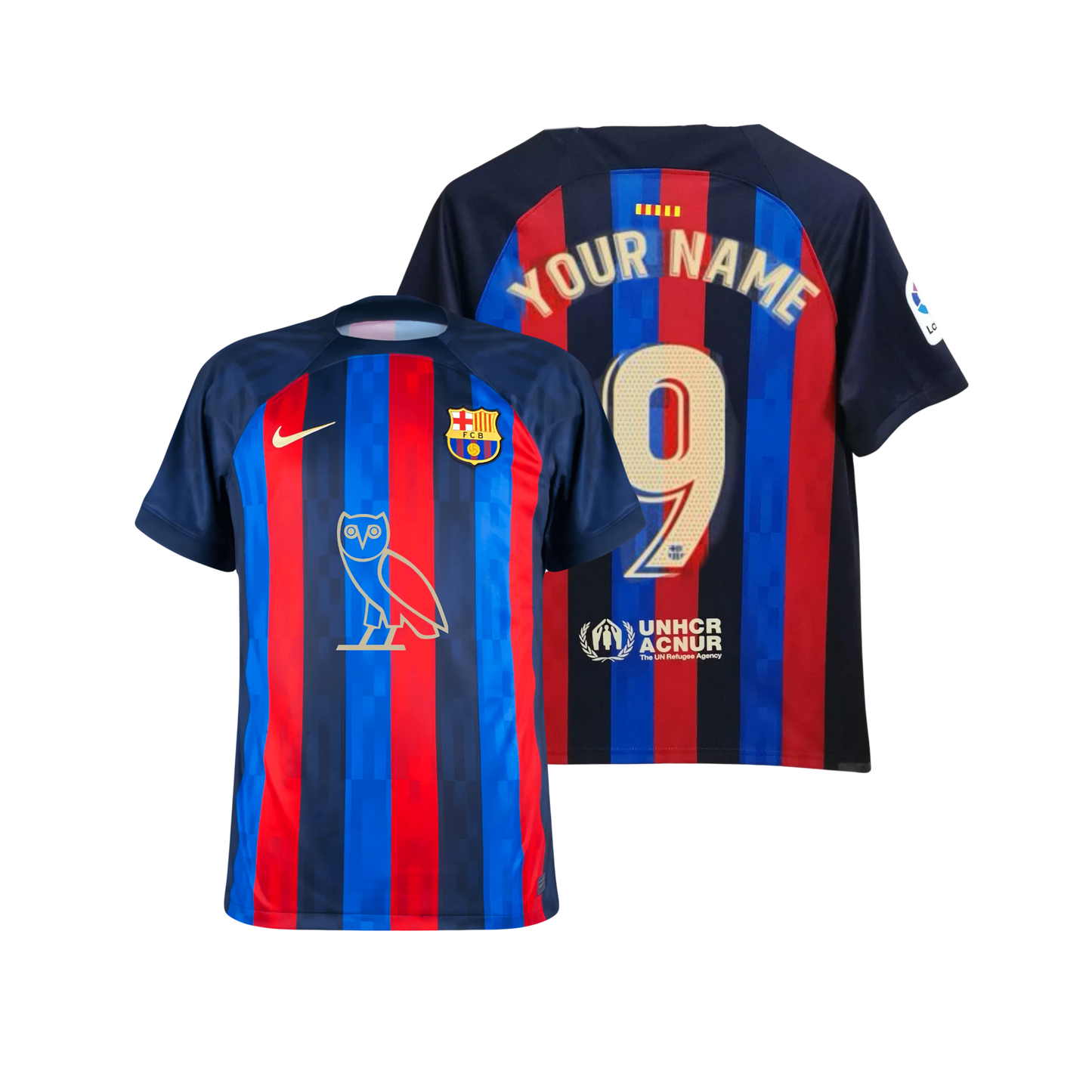 FC Barcelona Custom 2022/23 Home Kit Nike ‘OVO Edition’ Fan Version Soccer Jersey - Any Name & Number