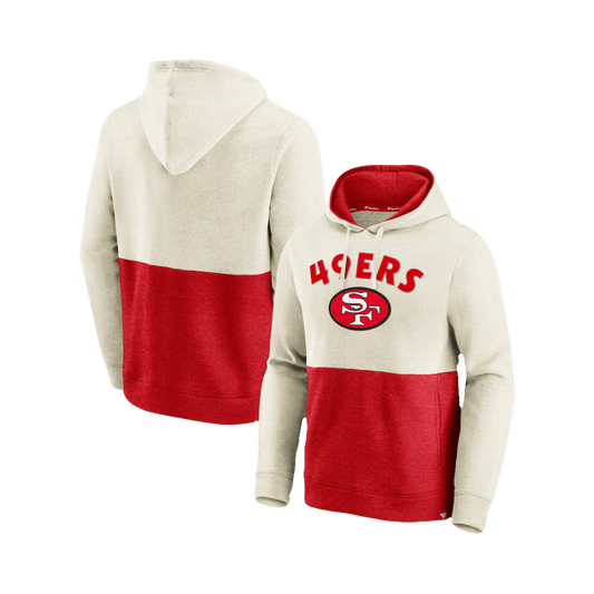 San Francisco 49ers Fanatics Branded NFL Throwback Arch Colorblock Pullover Hoodie