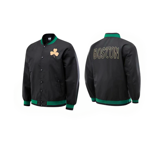 Boston Celtics NBA City Edition Showtime Thermaflex Bomber Jacket - Black