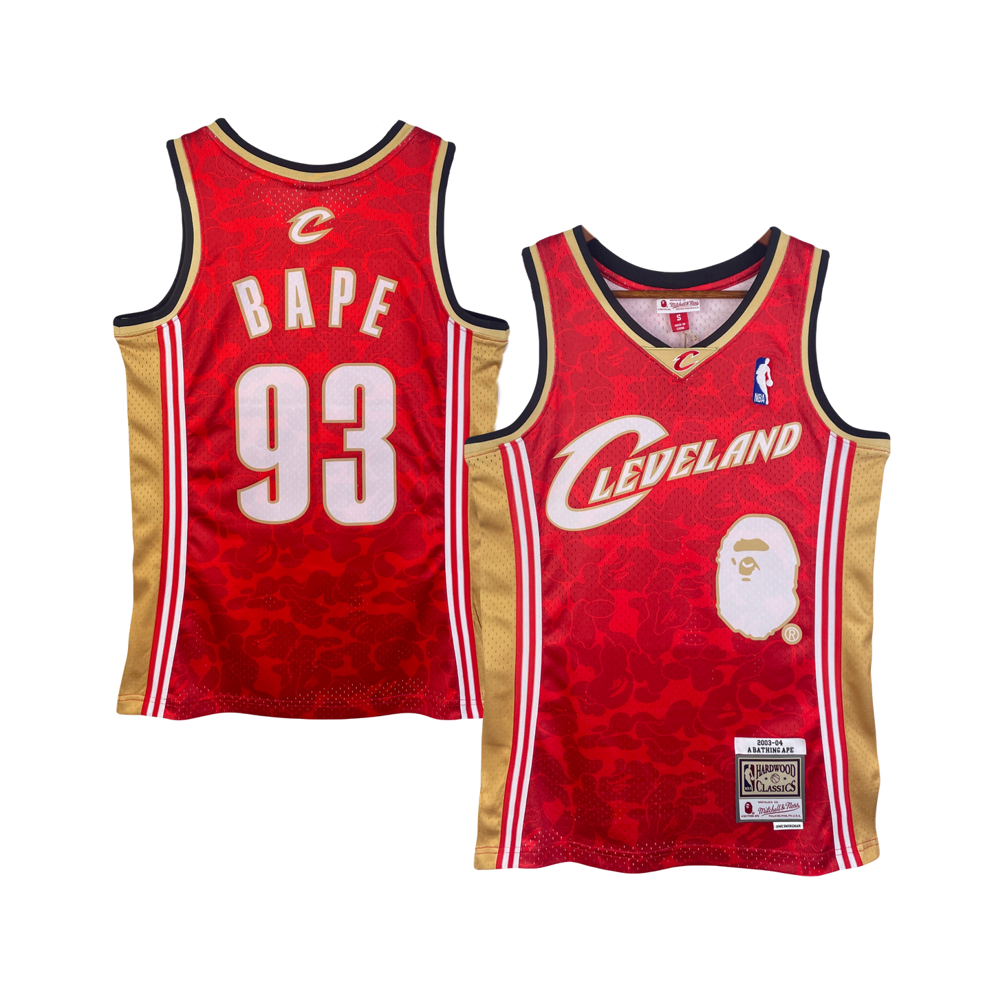 ‘A Bathing Ape’ (Bape) Brand NBA Cleveland Cavaliers Hardwood Classic Mitchell & Ness Red Jersey