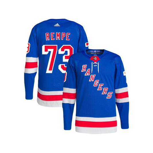 New York Rangers Matt Rempe 2024 Adidas NHL Blue Home Premier Player Jersey