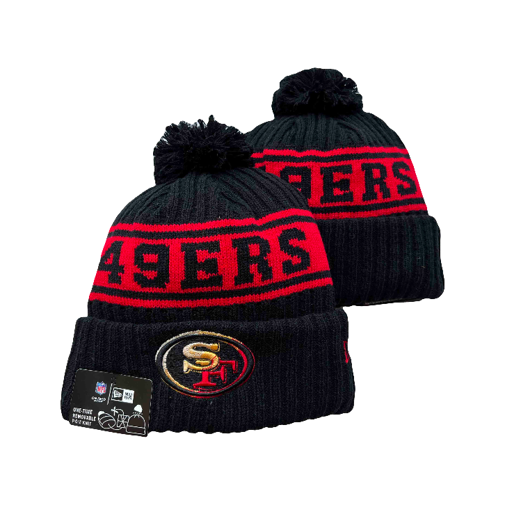 San Francisco 49ers NFL New Era Knit Red Gold Beanie - Black