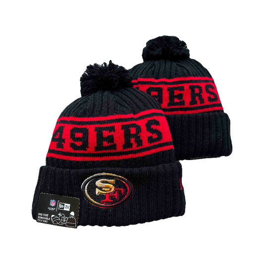 San Francisco 49ers NFL New Era Knit Red Gold Beanie - Black