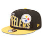 Pittsburgh Steelers New Era Wordmark Flow 9FIFTY Snapback Hat - Black/Gold