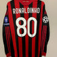 Ronaldinho A.C Milan 2009/10 UEFA Champions League Collared Classic Iconic Retro Adidas Jersey - Black & Red Striped Longsleeve