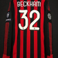 David Beckham A.C Milan 2009/10 UEFA Champions League Iconic Collared Classic Adidas Retro Jersey - Black & Red Striped Longsleeve