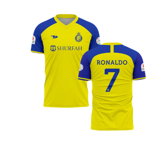 Cristiano Ronaldo 2022/2023 #7 Al-Nassr Home Jersey - Gold & Blue