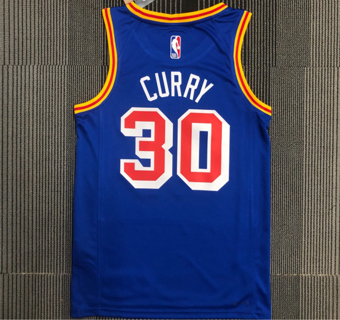 Stephen Curry Golden State Warriors NBA 75th Anniversary 2022 Blue & Red Classic Championship Season Jersey