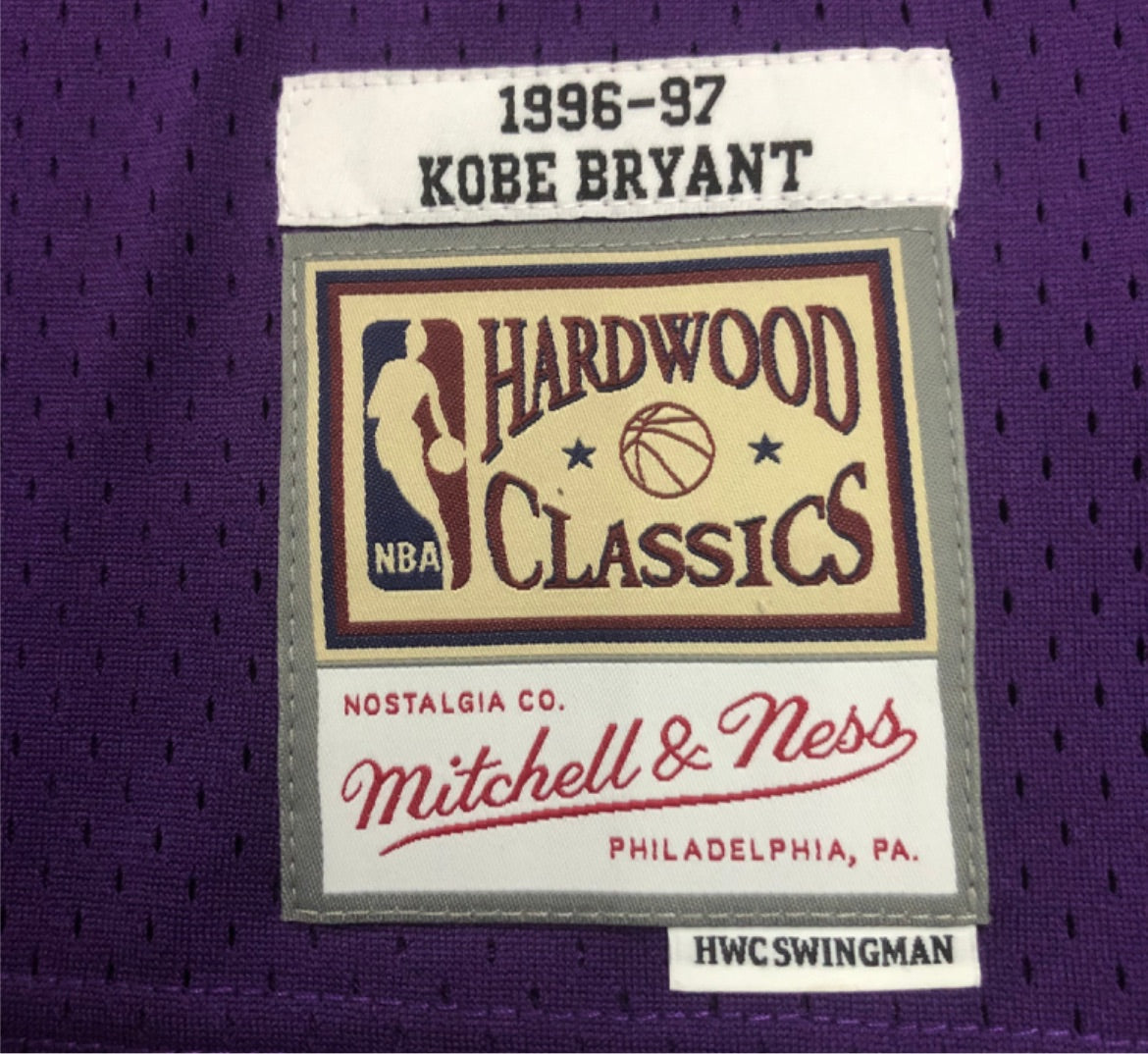 Kobe Bryant Los Angeles Lakers 1996-97 Rookie HWC Throwback NBA Authentic  Jersey
