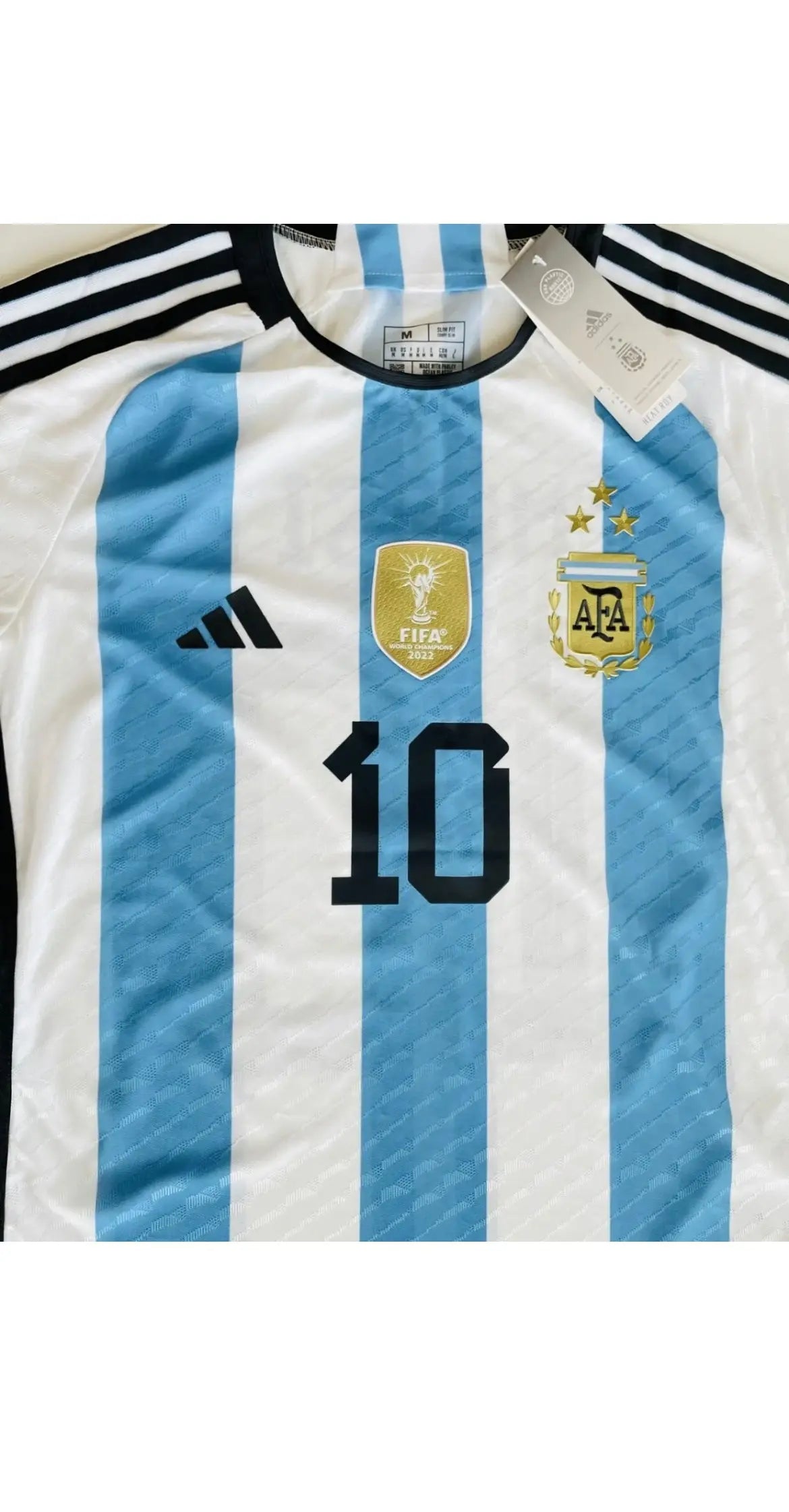 Lionel Messi Argentina National Team Adidas 2022 World Cup Player Jersey - White/Light Blue