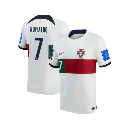 Cristiano Ronaldo Nike 2022 FIFA World Cup Qatar Patch Portugal National Team Jersey - White