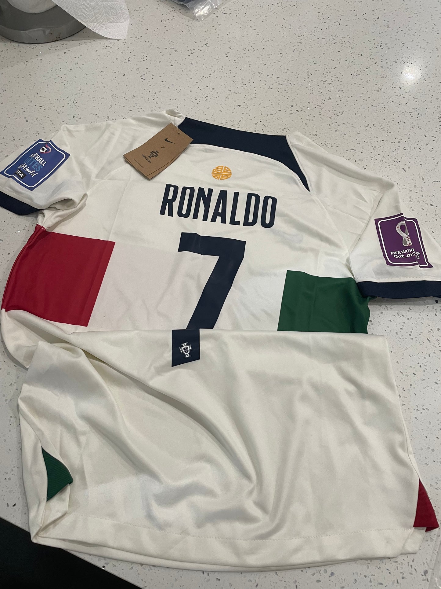 Cristiano Ronaldo Nike 2022 FIFA World Cup Qatar Patch Portugal National Team Jersey - White