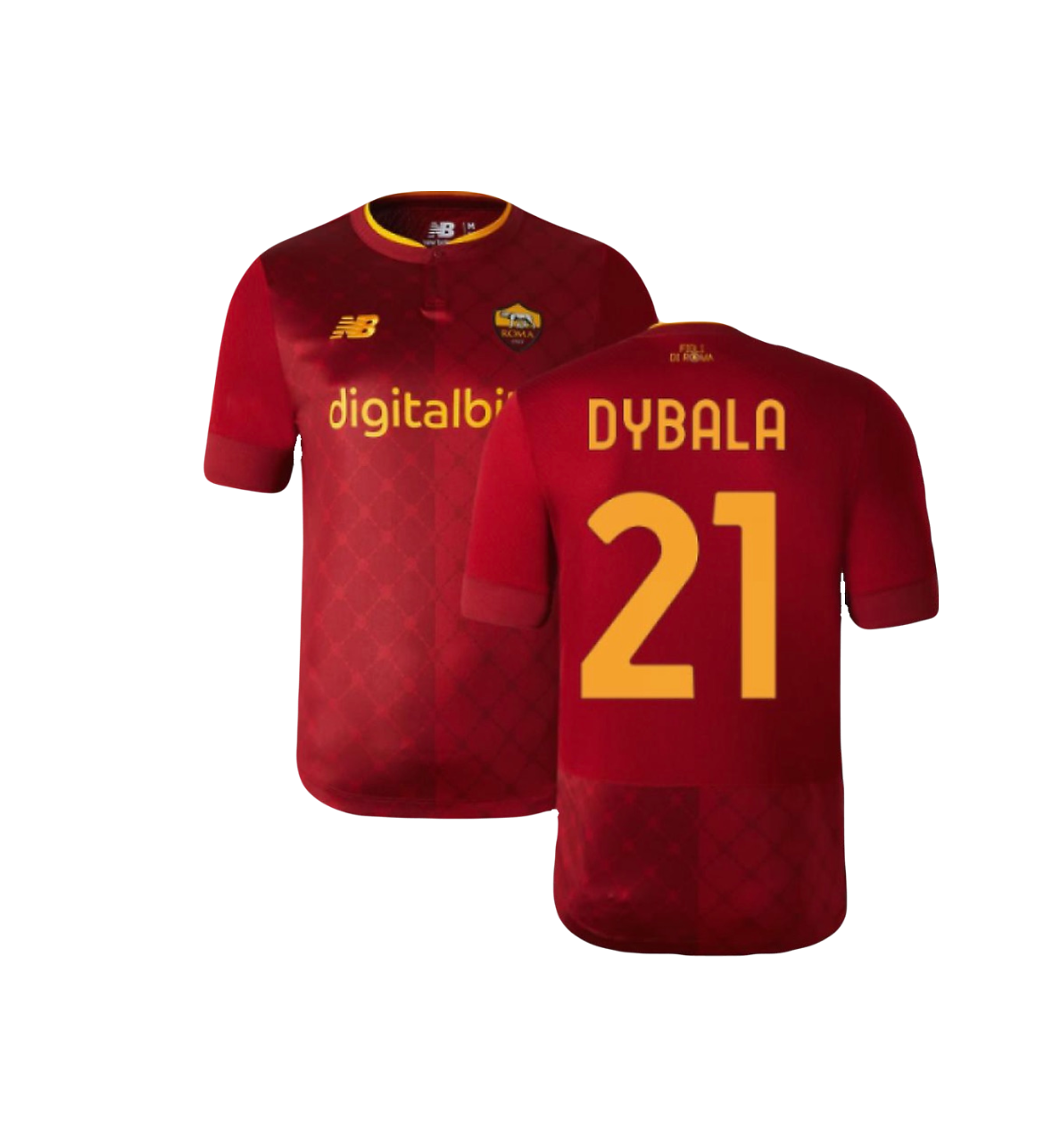 Paulo Dybala 2022-2023 A.S Roma Red Wolves New Balance Home Authentic Player Jersey - Red