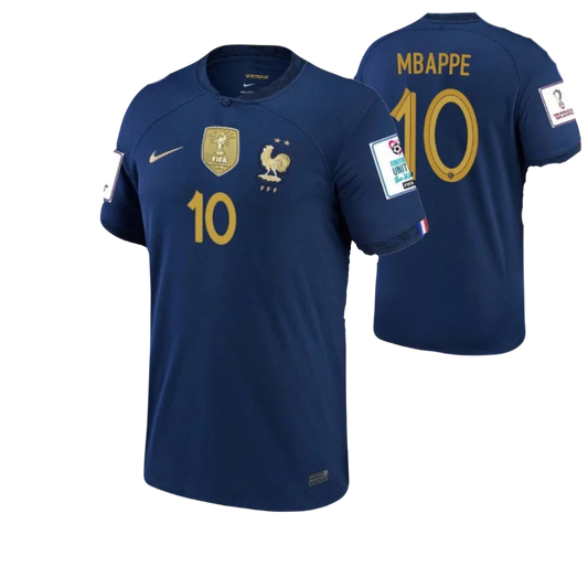 Kylian Mbappe France National Team 2022 FIFA World Cup Qatar Patch Home #10 Jersey