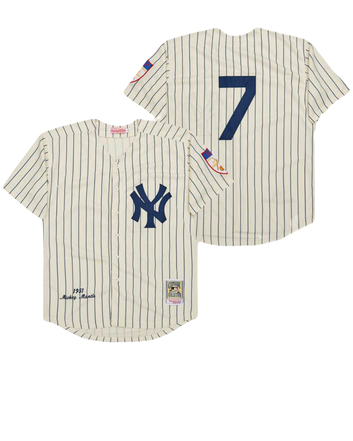 Mickey Mantle New York Yankees Mitchell Ness Mlb Jersey - Cream - Bluefink
