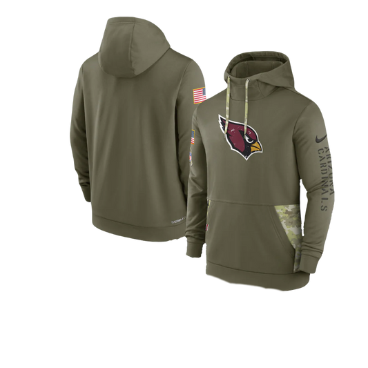 Mens Arizona Cardinals Nike Olive 2022 Salute to Service Therma Performance Pullover Hoodies