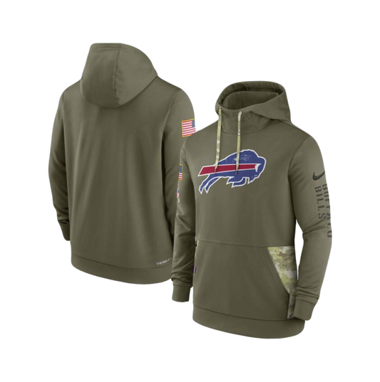 Mens Buffalo Bills Nike Olive 2022 Salute to Service Therma Performance Pullover Hoodie