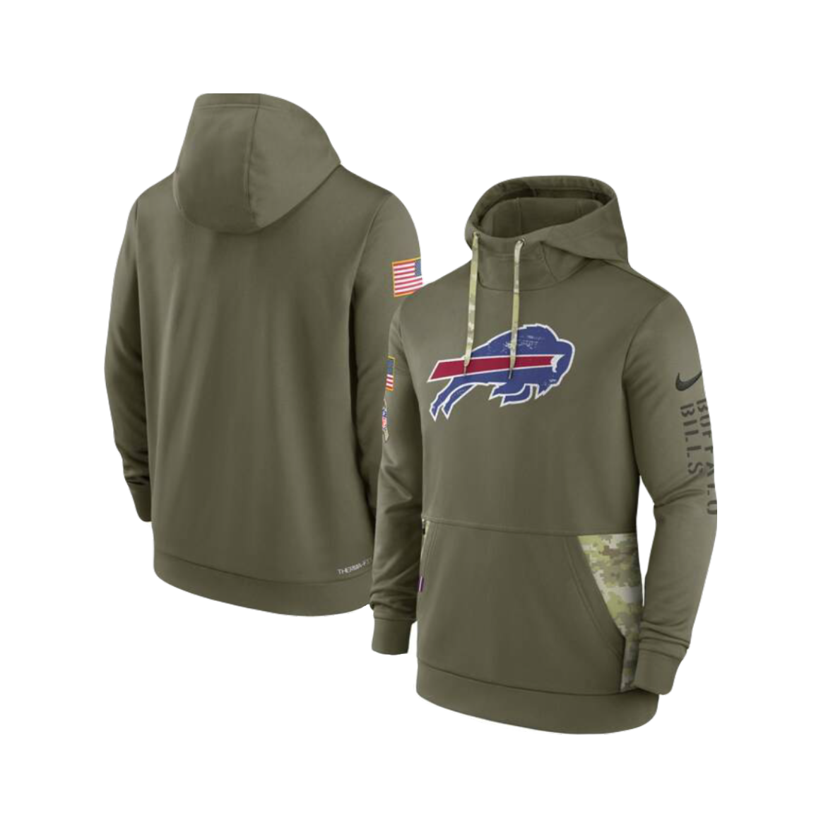 Mens Buffalo Bills Nike Olive 2022 Salute to Service Therma Performance Pullover Hoodie